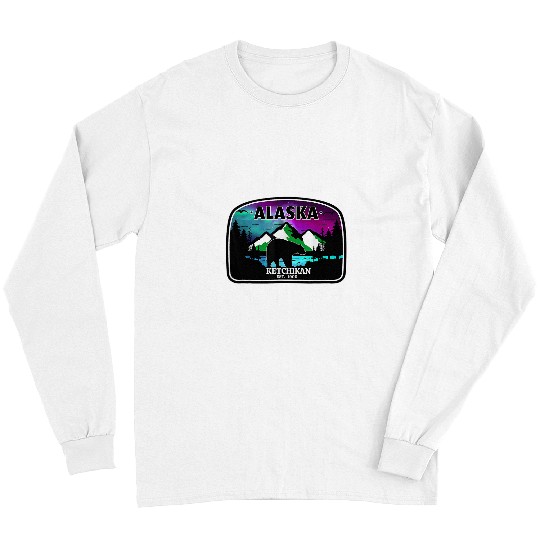 Bear Pet Ketchikan Alaska Northern Lights Aurora Borealis and Bear Long Sleeves