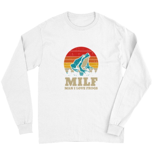 Frog Pet Milf Man I Love Frogs Sunset Retro Cottagecore Animal Lover Long Sleeves