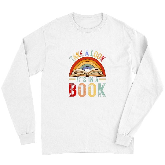 Book Fun Cool Rainbow Reading Take A Look Its In A Book Retro vintages Long Sleeves