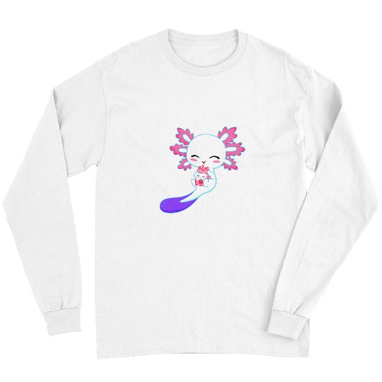 Axolotls Pet Japanese Strawberry Milk Anime Pink Kawaii Axolotls Long Sleeves