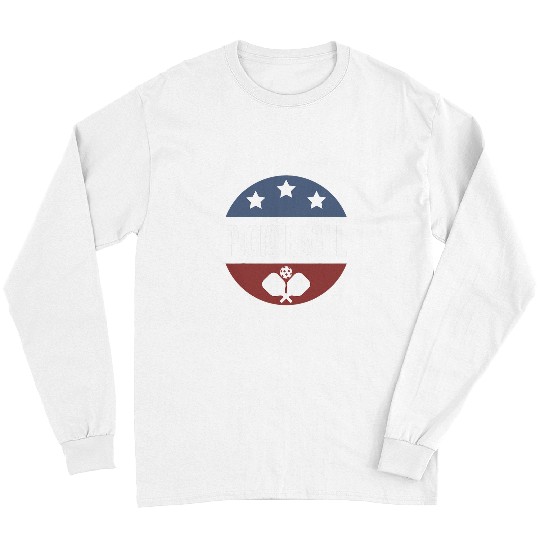 Sport Pickleball Pickleball US Flag Button with Pickleball Paddle Long Sleeves