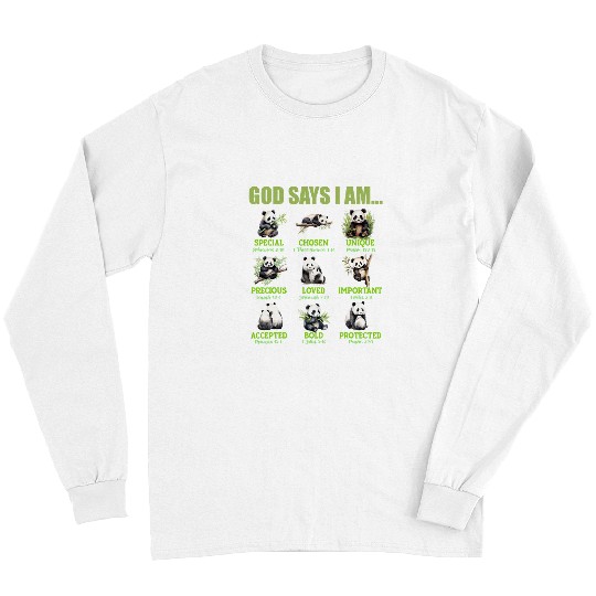 Panda Pet God Says I m Religious Inspirational Christian Panda Long Sleeves