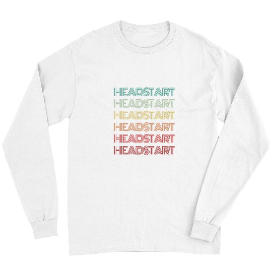 Retro HEAD START Back To School 60s Groovy Text Hello Long Sleeves