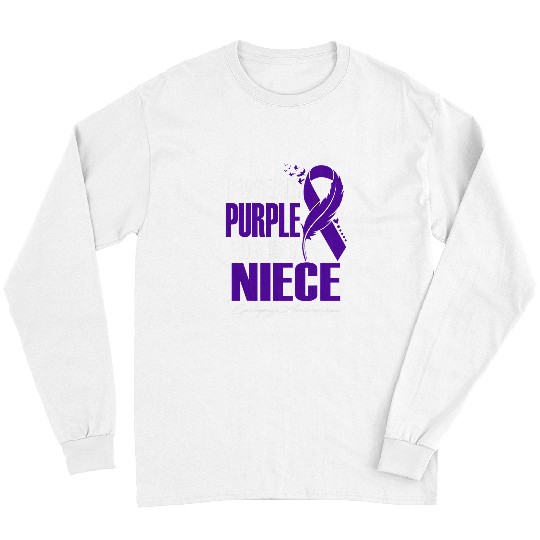 I Wear Purple For My Niece Epilepsy Awareness Feather Long Sleeves