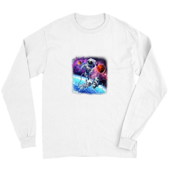 Astronaut Job Cat Impersonate Astronauts Space Walk in Space Long Sleeves