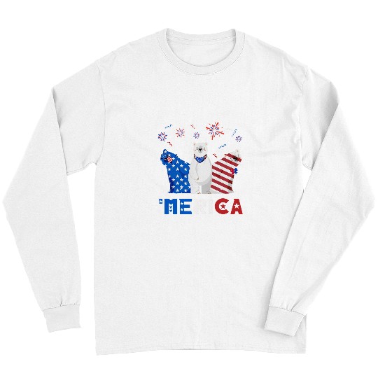 Bear Pet Three Bear Merica 4th Of July American Flag Patriotic Men Long Sleeves