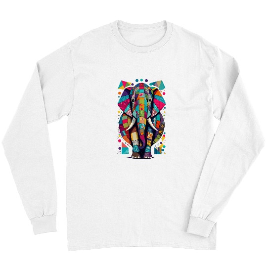Elephant Pet Colorful Elephant Patchwork Art Design Long Sleeves
