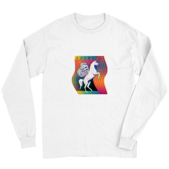 Unicorn Pet Kidcore Glitchy Vaporwave Kanji Dream Fairy Grunge Long Sleeves