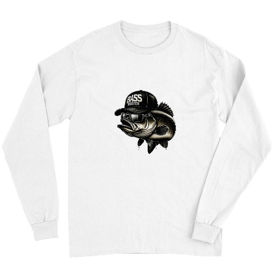 Truck Fun Big Bass Fish Master Dad Papa Trucker Hat Fishing Fisherman Long Sleeves