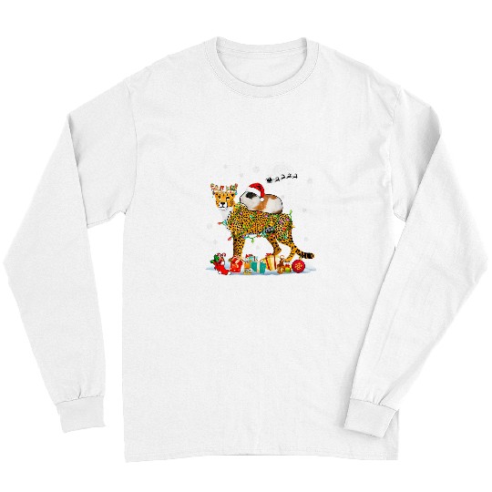 Guinea Pig Pet Cheetah Gift Guinea Pig Santa Guinea Pig Riding Reindeer Cheetah Xmas Long Sleeves