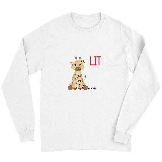 Giraffe Pet Funny Christmas Lights Party Animal Lit Giraffe Long Sleeves