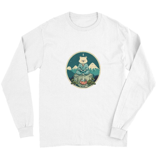 Bear Pet Meditation Bear Hindu Mountain Yoga Buddhist Zen Buddha Long Sleeves