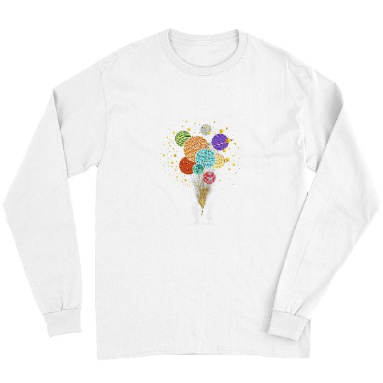 Astronaut Job Holding Planet Balloons Solar System Graphic Long Sleeves
