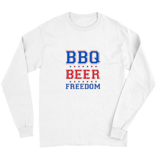 Beer Fun BBQ Beer Freedom America USA Party 4th of July 8 Long Sleeves