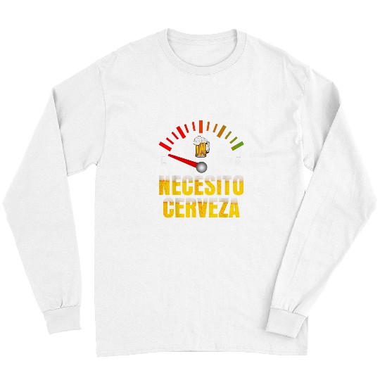 Beer Fun Necesito Cerveza I Need Beer in Spanish Mardi Gras Bbq Party Long Sleeves