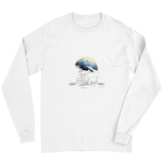 Astronaut Job in space with piano in galaxies musician 4 Long Sleeves