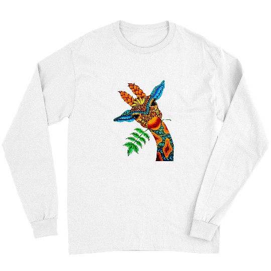 Giraffe Pet Safari Stained Glass Geometric Art Wildlife Animal Long Sleeves