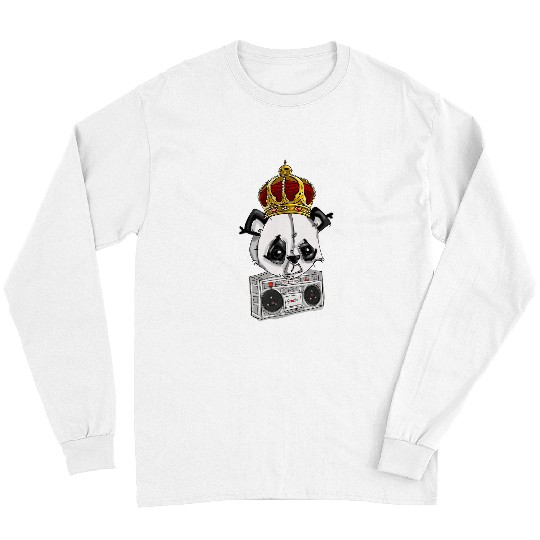 King Panda Bear Hip Hop by San Francisco Artist Zamiro Long Sleeves