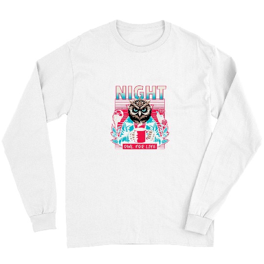 Coffee Fun Night Owl for Life Coffee and Roses Punk Rock Long Sleeves