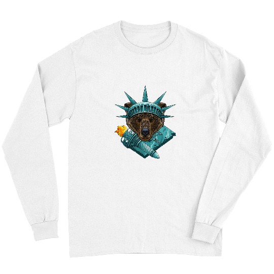 Bear Pet Statue Of Liberty Bear 4th Of July Animal USA America Long Sleeves