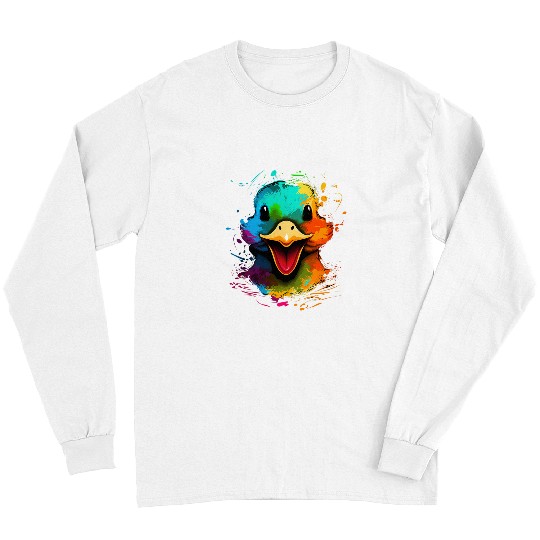Duck Pet Face Cute Colorful Happy Duckling Animals Black Long Sleeves
