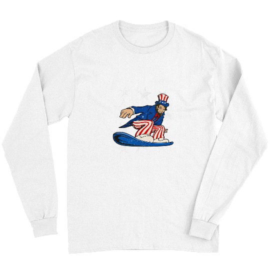 Abraham Lincoln Snowboarding Funny 4th of July Snowboard Long Sleeves