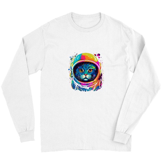Space Gifts Cat Mom Cat Dad Men Women Kids Astronaut Space Long Sleeves