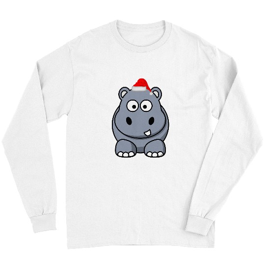 Hippo Pet Christmas Hippo xmass Hippopotamus Merry xmass Feliz Navidad Long Sleeves