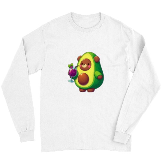 Bear Pet Bear in Avocado Costume Drinking Grape Juice Long Sleeves