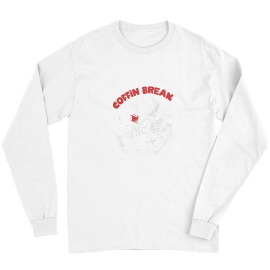 Coffee Fun Halloween Coffin Break Funny Skeletons Drinking Coffee601 Long Sleeves