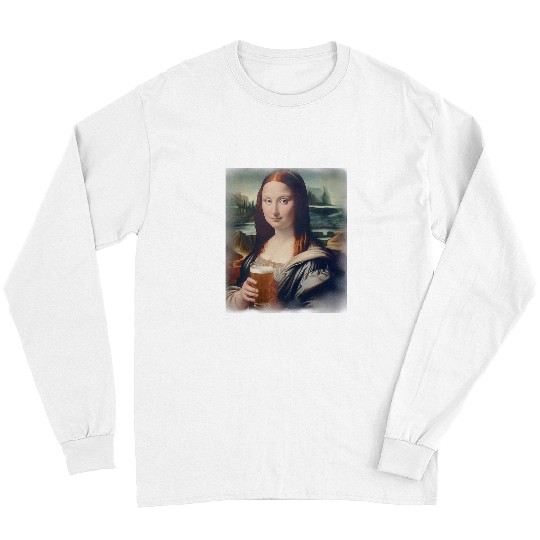 Beer Fun Mona Beer Face Mona Lisa and the Beer Long Sleeves