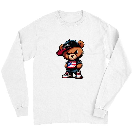 Bear Pet Cute Teddy Bear Puerto Rico Flag Boricua Puerto Rican 08 Long Sleeves