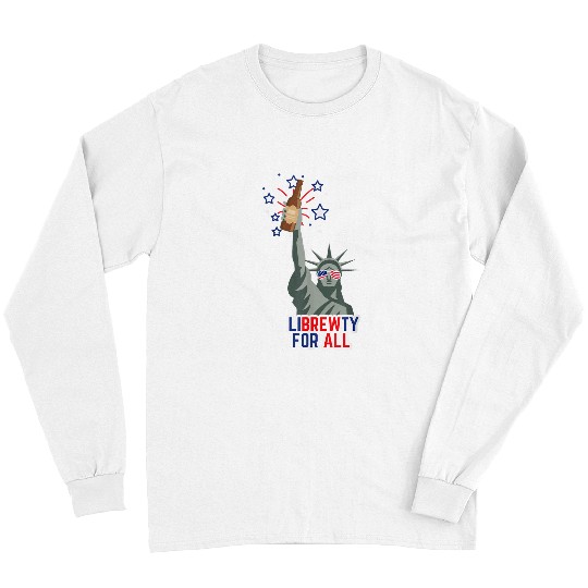 Beer Fun Librewty 4th of July American Flag Beer Brew Liberty Merica Long Sleeves