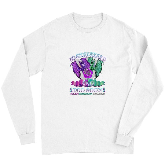 Dragon Pet Never Give Up Dragon and Rose suicides Prevention Awareness Long Sleeves