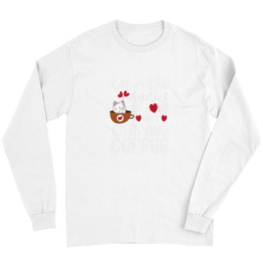 Coffee Fun Cats And Coffee Lover Cat Owner Pet Animals Graphic Long Sleeves