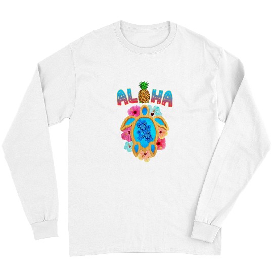 Turtle Pet Colorful Tropical Cute Hawaii Aloha Sea Turtle Long Sleeves
