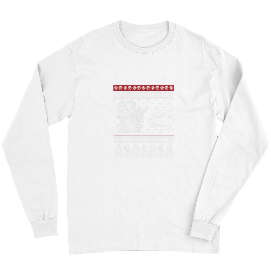 Bear Pet Funny Pug bear drinking Christmas party dog lovers Xmas Long Sleeves