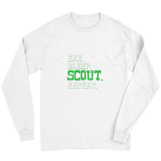 Scout Job Eat sleep scout repeat Tent Troop Camper Nature Campfire 3 Long Sleeves
