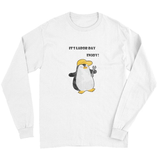Penguin Pet Happy Penguin Mechanician Dancing Worker Labor Day Long Sleeves