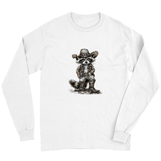 Raccoon Pet Cowboy Cowgirls Trash Panda Western Country 2 Long Sleeves