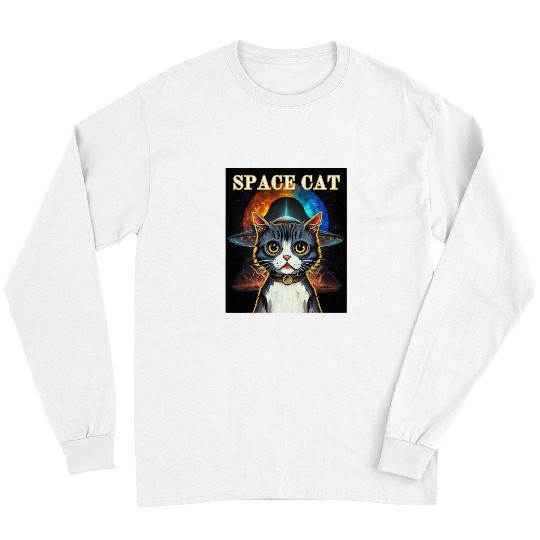 Alien UFO Cat Meme Long Sleeves