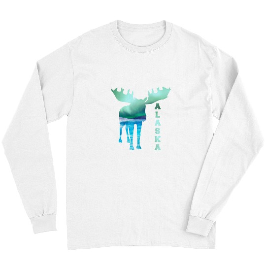 Alaska Moose Souvenir Keepsake Alaskan Northern Lights Adult 1 Long Sleeves
