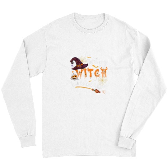 Funny Spider Witch Lives In Salem Broom Halloween Spooky Boo Long Sleeves