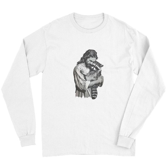 Raccoon Pet Trash Panda Christian Jesus Holding A Raccoon Long Sleeves