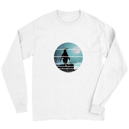 Penguin Pet Howling at The Full Moon Funny Bird Animal Lovers Long Sleeves