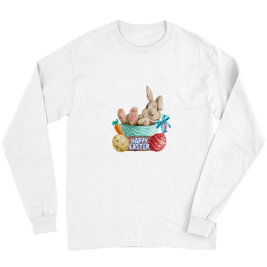 Coffee Fun Very Happy Easter Bunny Coffee Cup Carrot and Easter Egg Long Sleeves