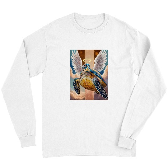 Turtle Pet Childrens Turtle Angel Wings Halo Sky Spirit Guides Art Long Sleeves