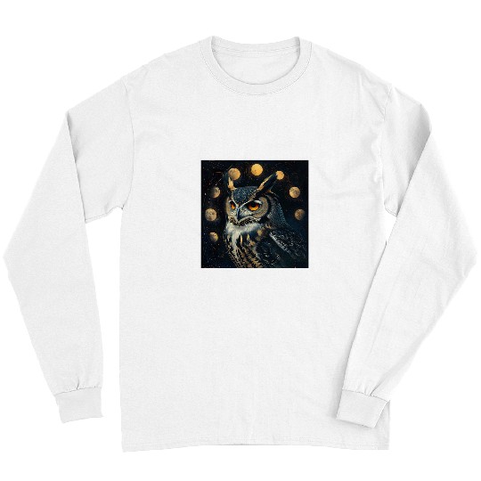 Owl Pet Moon Phases Witchy Owl Pastel Goth Long Sleeves