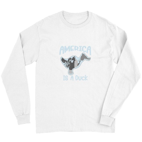 Duck Pet America Is A Duck Funny Student Teacher Cool Geography Pun Long Sleeves