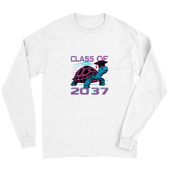 Turtle Pet Class of 2037 Turtle Retro 80s Graduation Long Sleeves